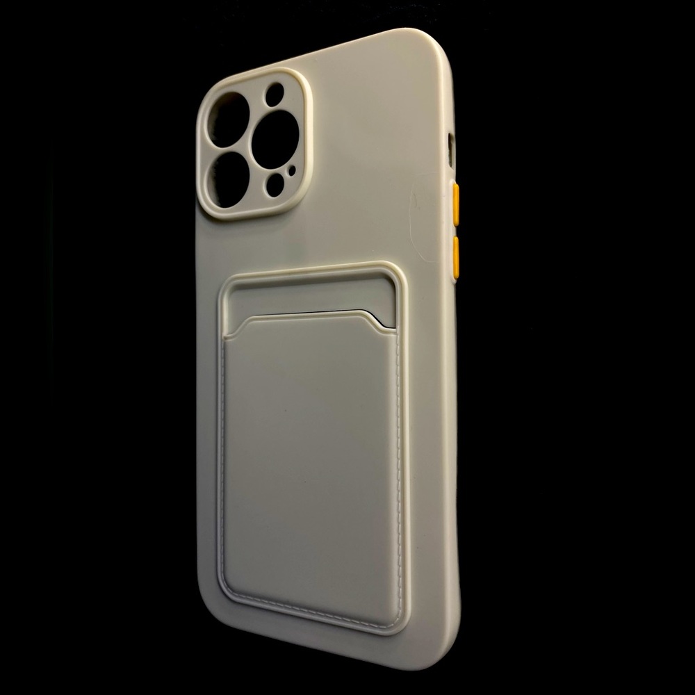 White Silicone iPhone 13 Pro Max Phone Case with Card Holder